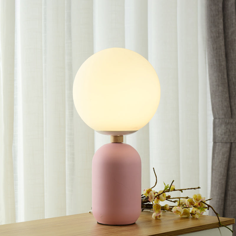 Estelle - White Global Glass Night Table Lamp Nordic 1 - Bulb Grey/White/Pink Reading Book Light