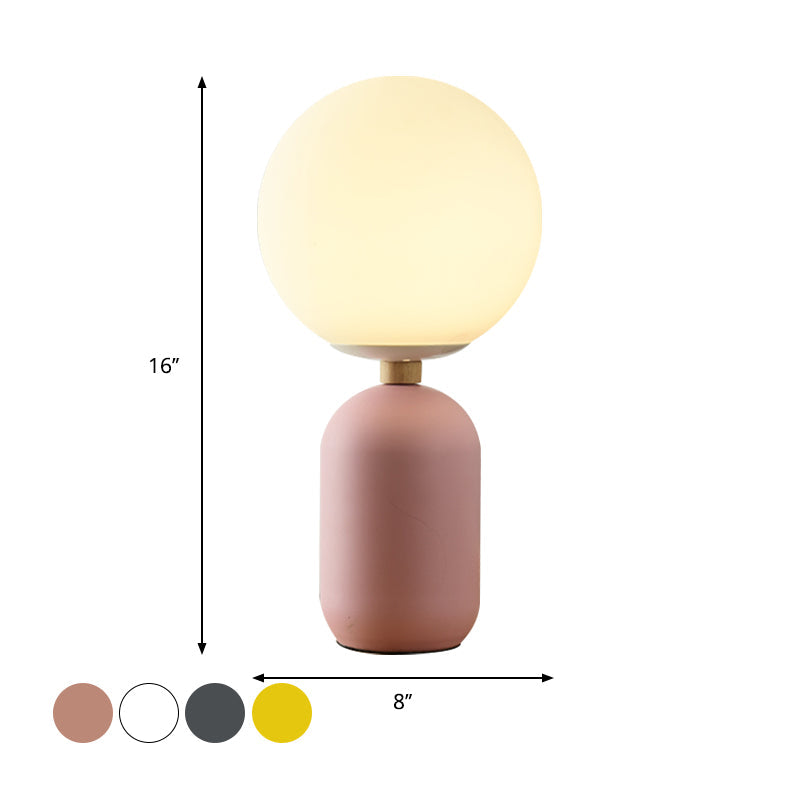 Estelle - White Global Glass Night Table Lamp Nordic 1 - Bulb Grey/White/Pink Reading Book Light