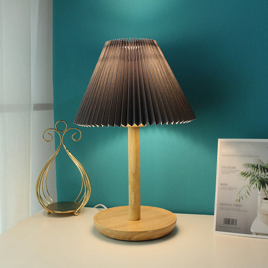 Francine - Folded Study Table Lamp With Wood Base Grey/White/Dark Gray Dark