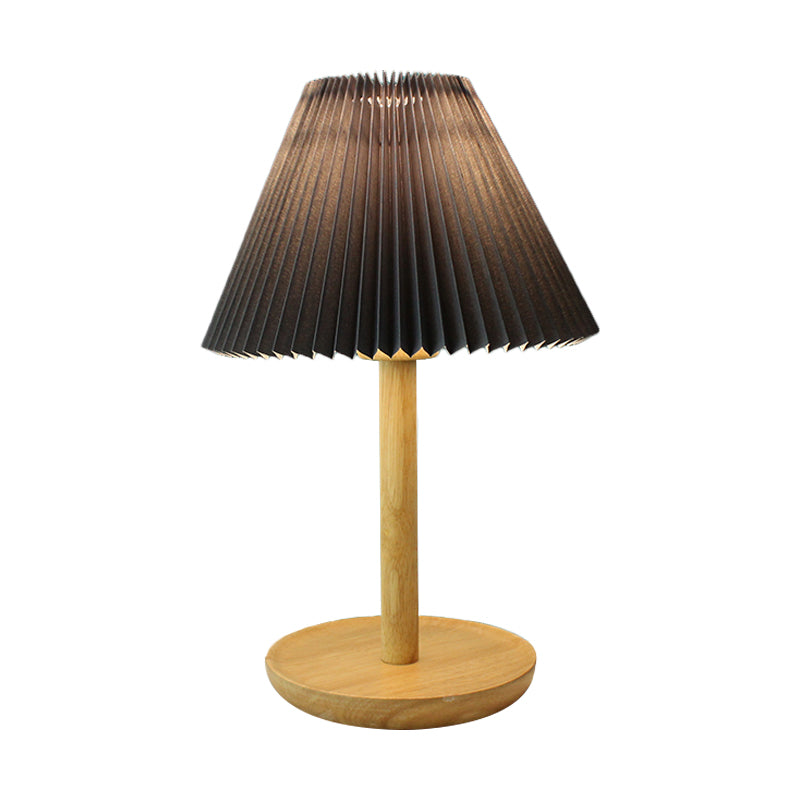Francine - Folded Study Table Lamp With Wood Base Grey/White/Dark Gray