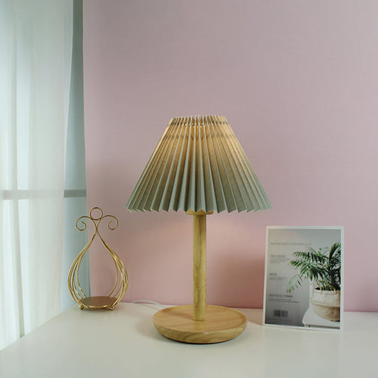 Francine - Folded Study Table Lamp With Wood Base Grey/White/Dark Gray Grey