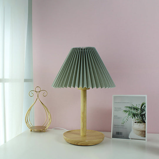 Francine - Folded Study Table Lamp With Wood Base Grey/White/Dark Gray