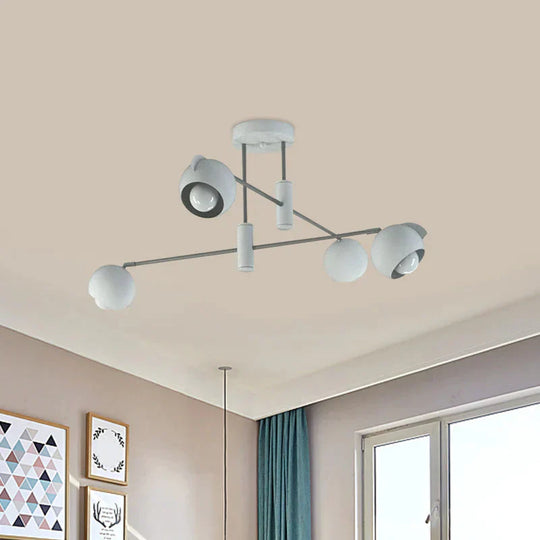 Dome Pendant Lighting Modern Metallic 4/6 Bulbs Living Room Multi Light In White With Disorder