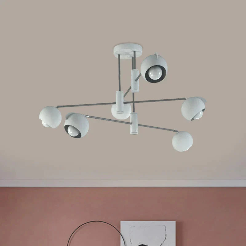 Dome Pendant Lighting Modern Metallic 4/6 Bulbs Living Room Multi Light In White With Disorder