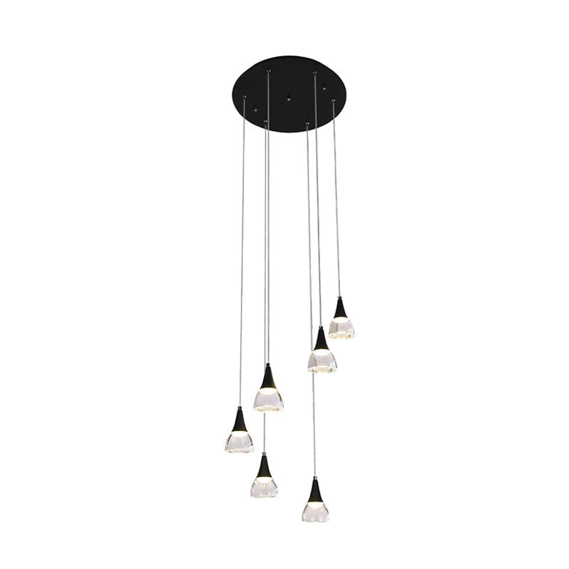 Ludovica - Cluster Conical Drop Pendant Modern Acrylic 5/6 - Light Black Hanging Ceiling Light For