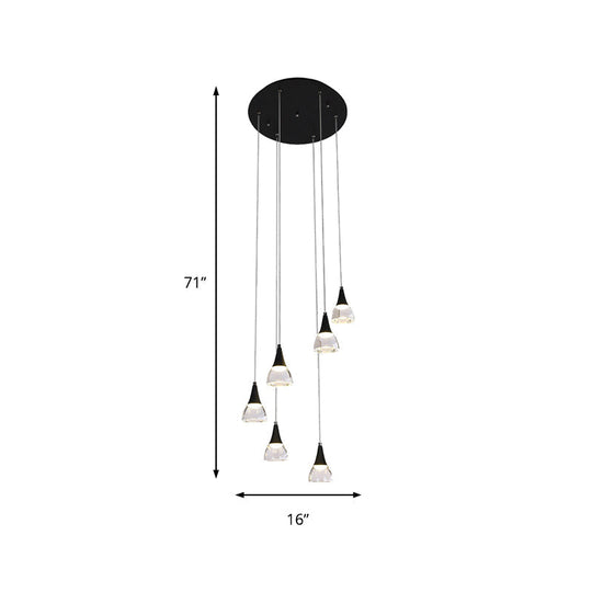 Ludovica - Cluster Conical Drop Pendant Modern Acrylic 5/6 - Light Black Hanging Ceiling Light For