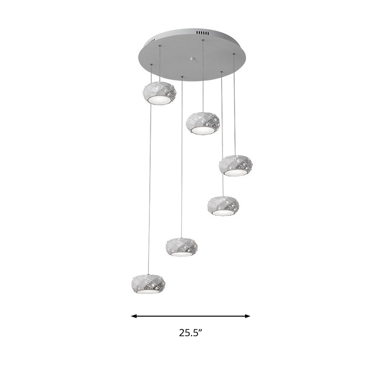 Morgane - Modern Drum Pendant Light Metal Led White Suspension Lighting In White/Warm With