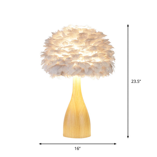 Haedus - Feather Rounded Study Room Night Table Lamp 1 - Head Minimalist Desk Light With Bottle