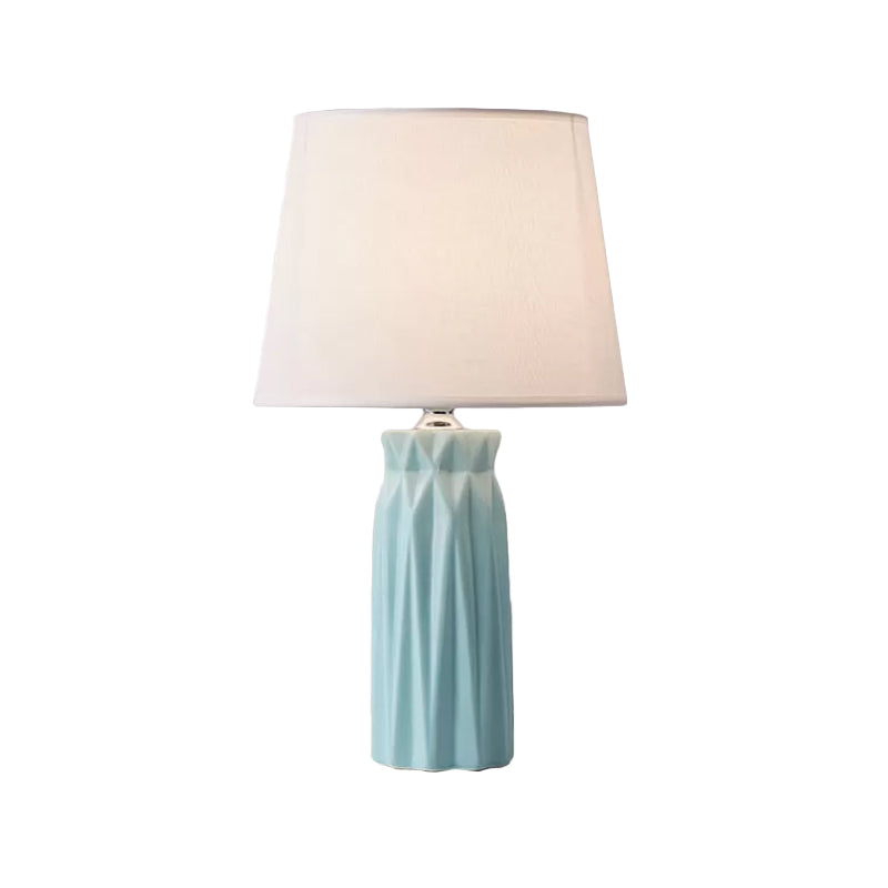 Ksora - Pink/Blue Fabric Cone Reading Light Modernism 1 - Bulb Night Table Lamp With Ceramic Base