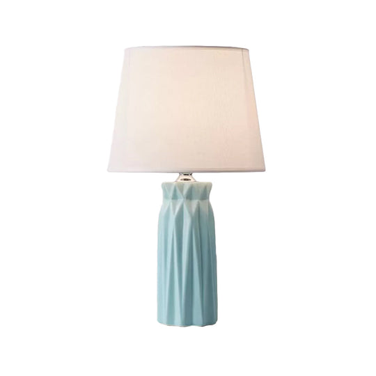 Ksora - Pink/Blue Fabric Cone Reading Light Modernism 1 - Bulb Night Table Lamp With Ceramic Base