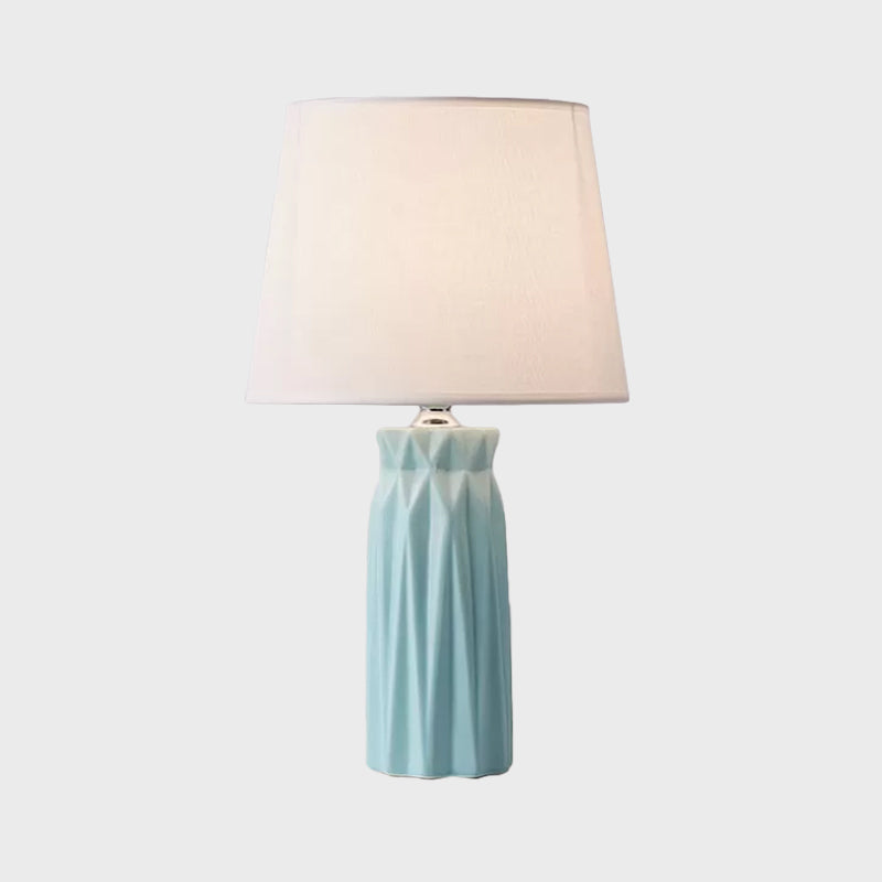 Ksora - Pink/Blue Fabric Cone Reading Light Modernism 1 - Bulb Night Table Lamp With Ceramic Base