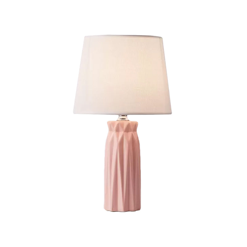 Ksora - Pink/Blue Fabric Cone Reading Light Modernism 1 - Bulb Night Table Lamp With Ceramic Base