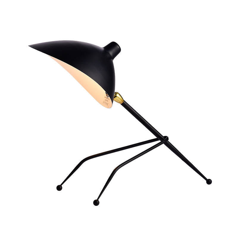 Eva - Black Bowl Reading Light Cartoon 1 - Head Metal Nightstand Lamp With Tripod And Adjustable