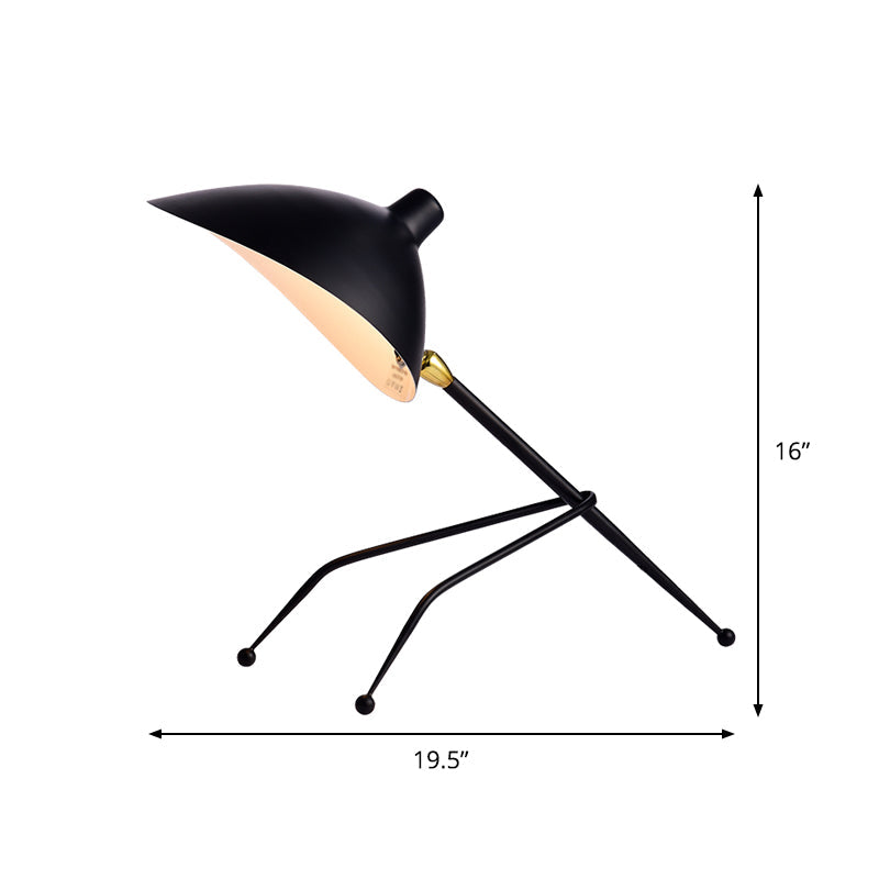 Eva - Black Bowl Reading Light Cartoon 1 - Head Metal Nightstand Lamp With Tripod And Adjustable