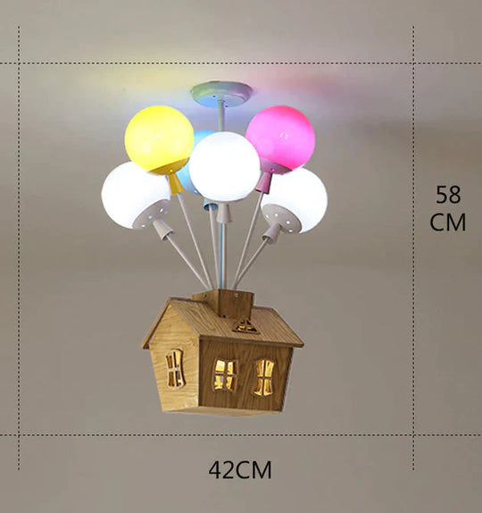 Balloon Creative Dream Cartoon Flying House Ceiling Lamp Multicolor / 6 Heads White Light