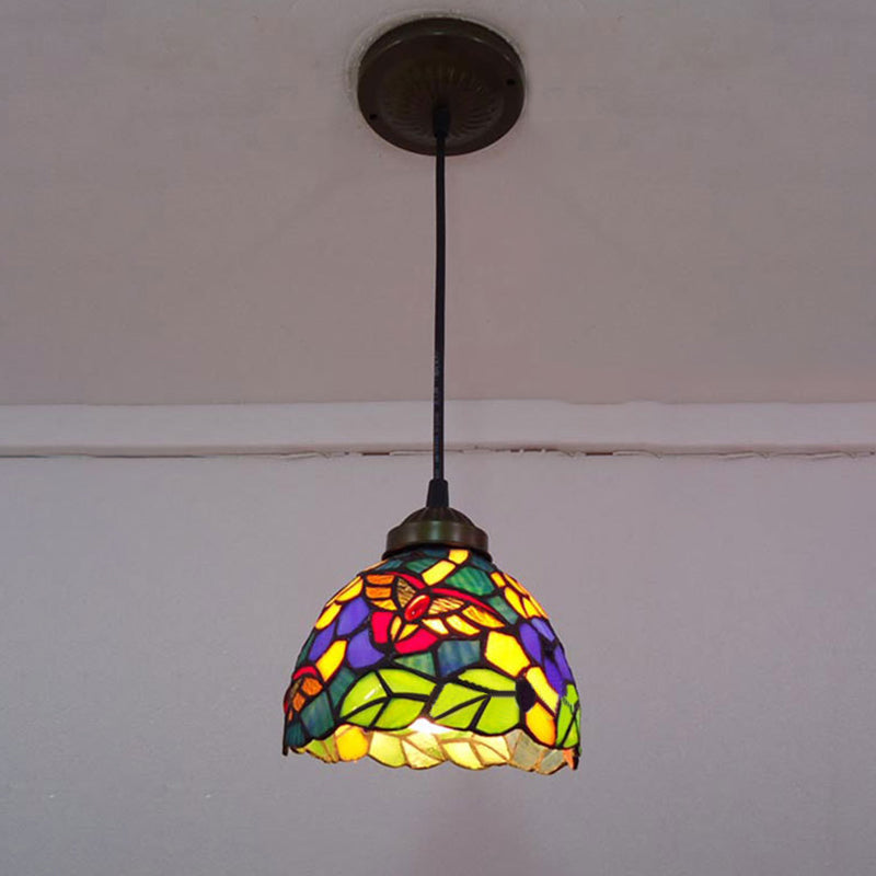 Serenity - Tiffany Dragonfly Ceiling Pendant Lamp Stunning Stained Glass Dining Black / Bird