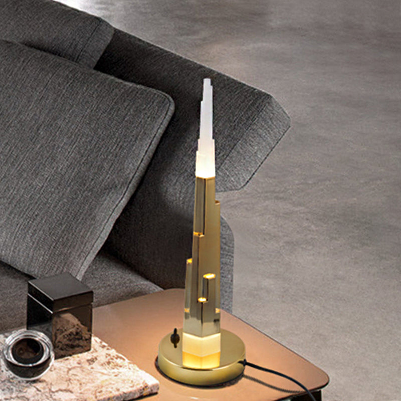 Lise - Modernism Acrylic Led Table Lamp Burj Tower Nightstand White/Gold Gold