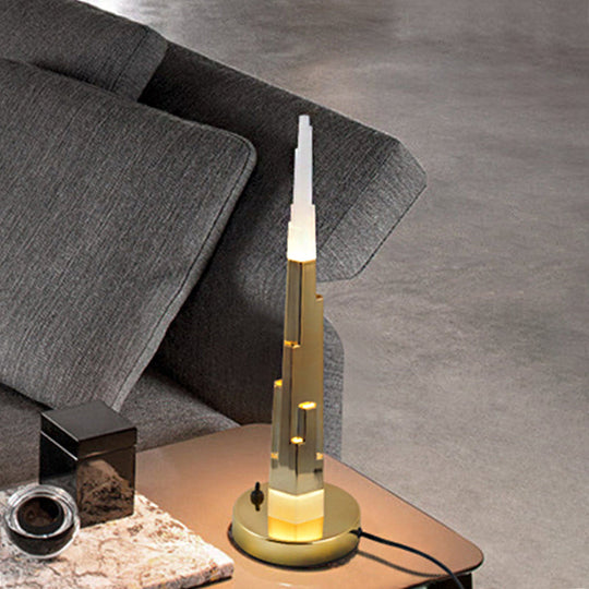 Lise - Modernism Acrylic Led Table Lamp Burj Tower Nightstand White/Gold Gold