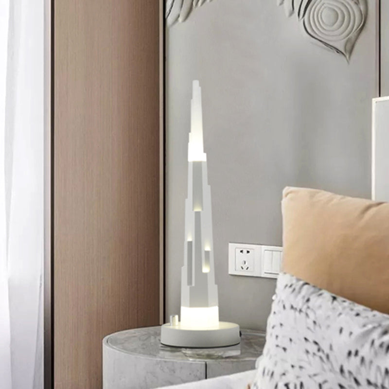 Lise - Modernism Acrylic Led Table Lamp Burj Tower Nightstand White/Gold White