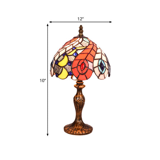 Hortense - Baroque 2 - Light Bedroom Table Lamp Brass Peacock Tail Patterned Night Light With Bowl