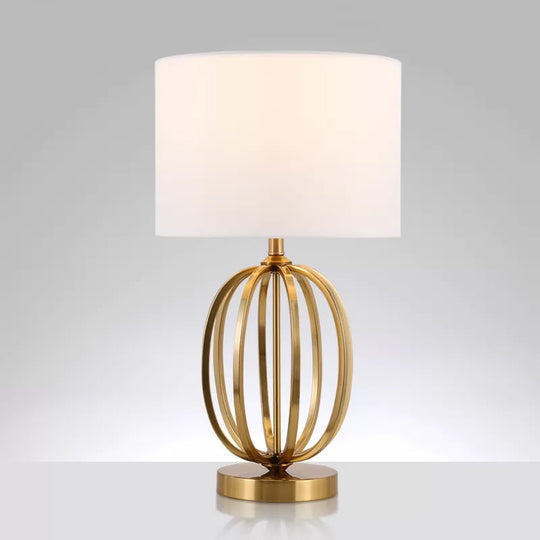 Madeleine - Vintage Gold Table Lamp With Fabric Drum Shade