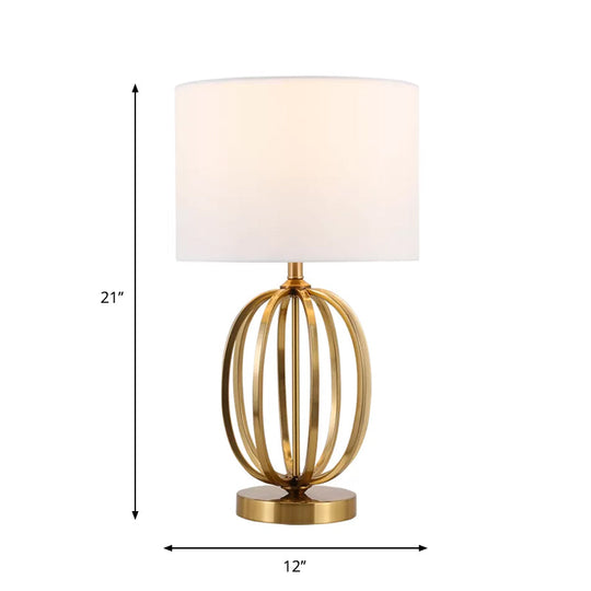 Madeleine - Vintage Gold Table Lamp With Fabric Drum Shade