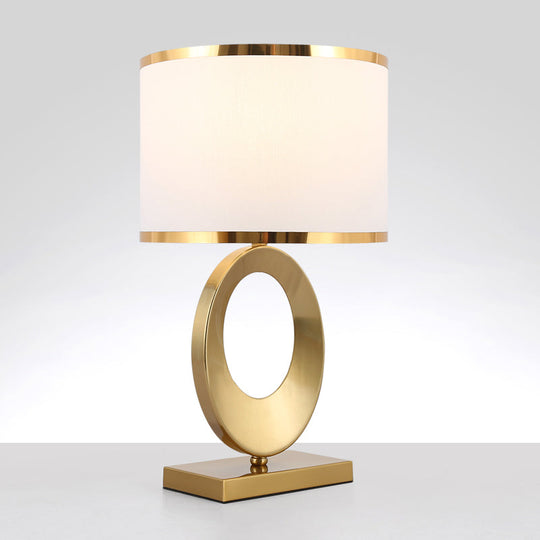 Gloria - Antique Drum Fabric Task Lighting: Elegant 1 Bulb Night Table Lamp For