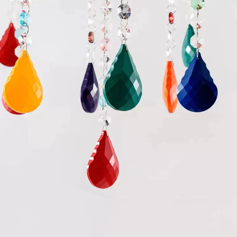 Beautiful Multi - Color Chandelier Candle 6 Lights Glass Pendant Light For Kindergarten Living Room