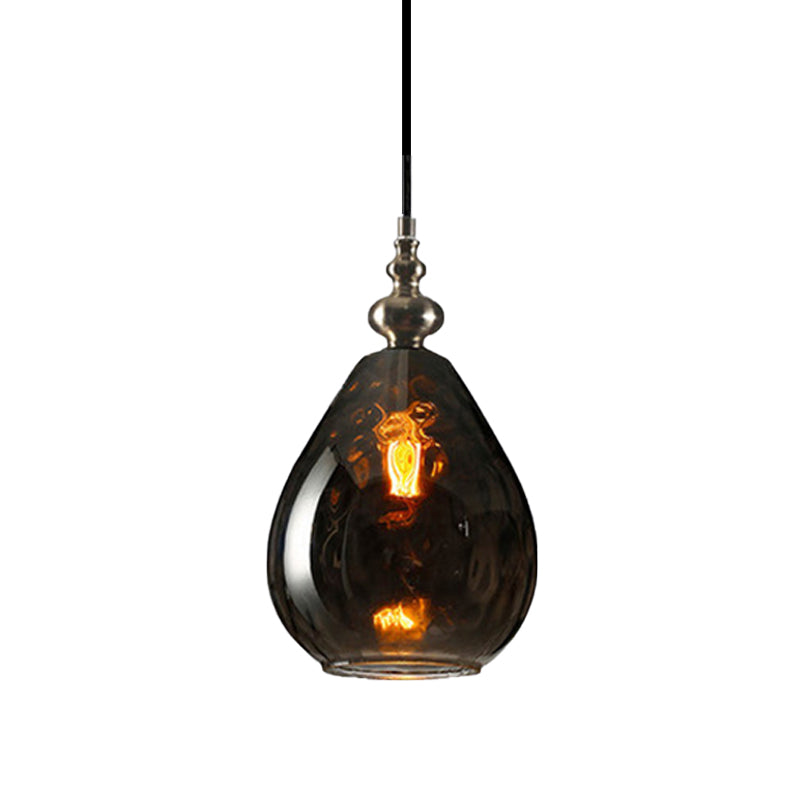 Nora - Contemporary Amber/Clear Dimple Glass Pendant Lamp 6/8 Wide Water