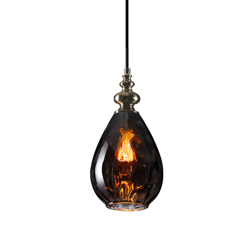 Nora - Contemporary Amber/Clear Dimple Glass Pendant Lamp 6/8 Wide Water