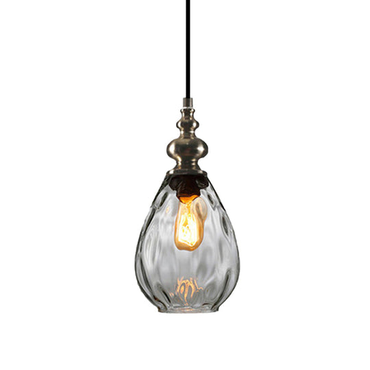 Nora - Contemporary Amber/Clear Dimple Glass Pendant Lamp 6/8 Wide Water