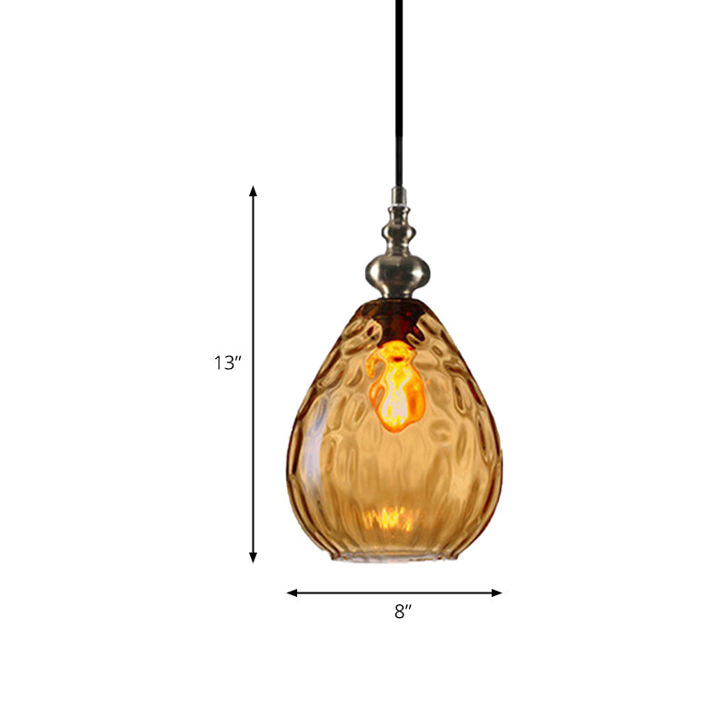 Nora - Contemporary Amber/Clear Dimple Glass Pendant Lamp 6/8 Wide Water