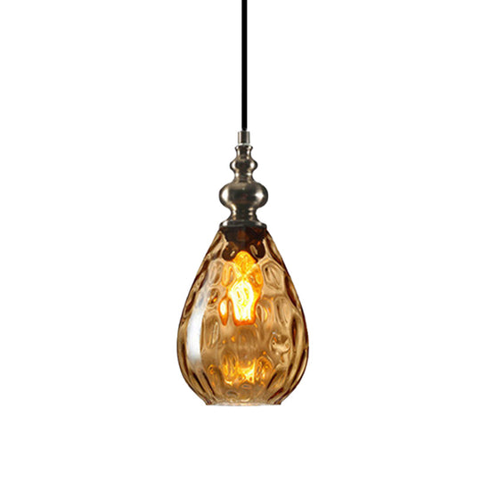 Nora - Contemporary Amber/Clear Dimple Glass Pendant Lamp 6/8 Wide Water