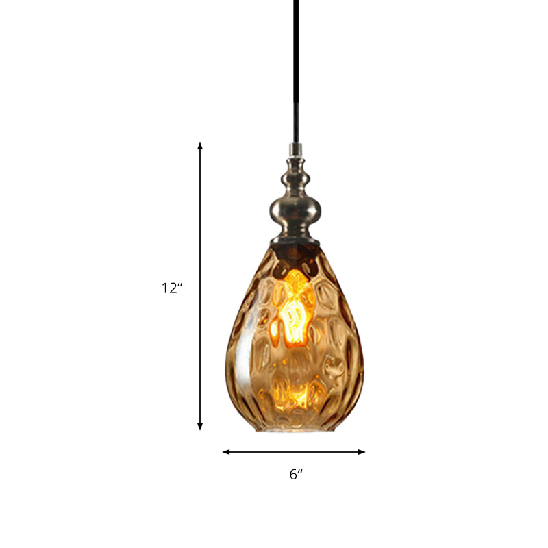 Nora - Contemporary Amber/Clear Dimple Glass Pendant Lamp 6/8 Wide Water