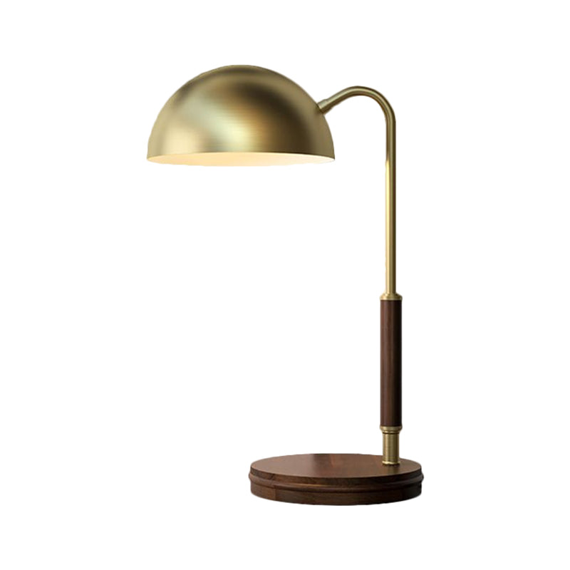 Aubrey - Bronze Metal Dome Shade Table Lighting Simple 1 Head Brown Finish Night Lamp With Curvy
