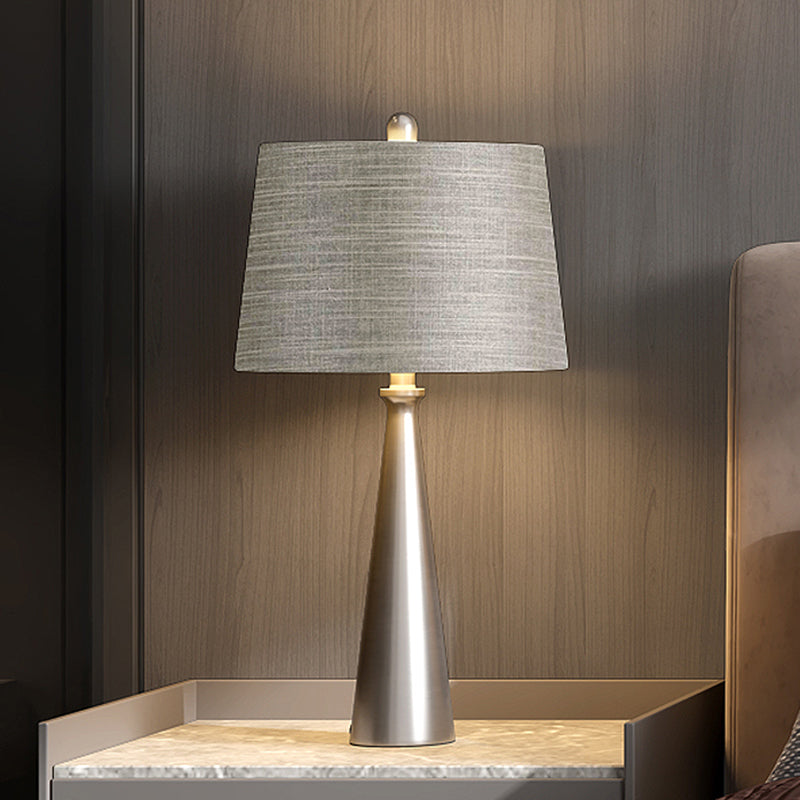 Federica - Silver 1 Bulb Bedroom Night Table Lighting Simple Nightstand Lamp With Tapered Drum