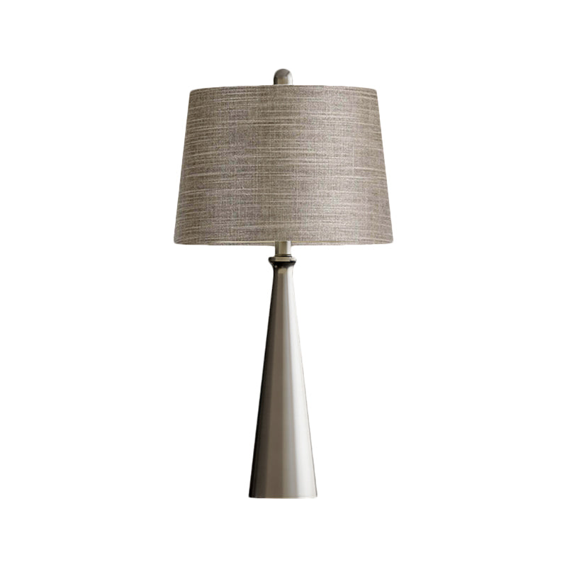 Federica - Silver 1 Bulb Bedroom Night Table Lighting Simple Nightstand Lamp With Tapered Drum