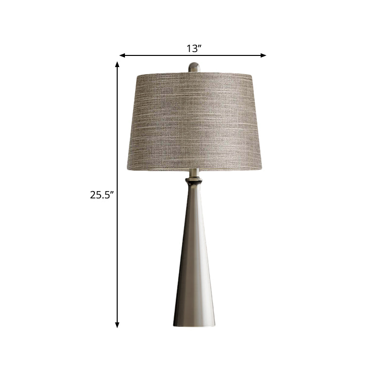 Federica - Silver 1 Bulb Bedroom Night Table Lighting Simple Nightstand Lamp With Tapered Drum