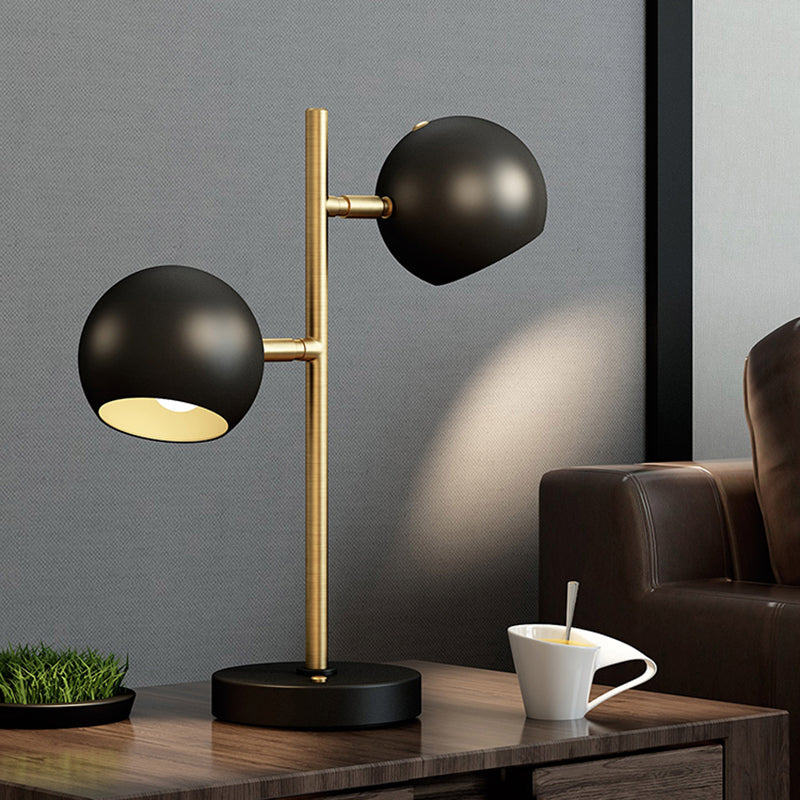 Sara - Black Spherical Table Light Modern Style 2 Heads Metal Night Lighting For Bedroom