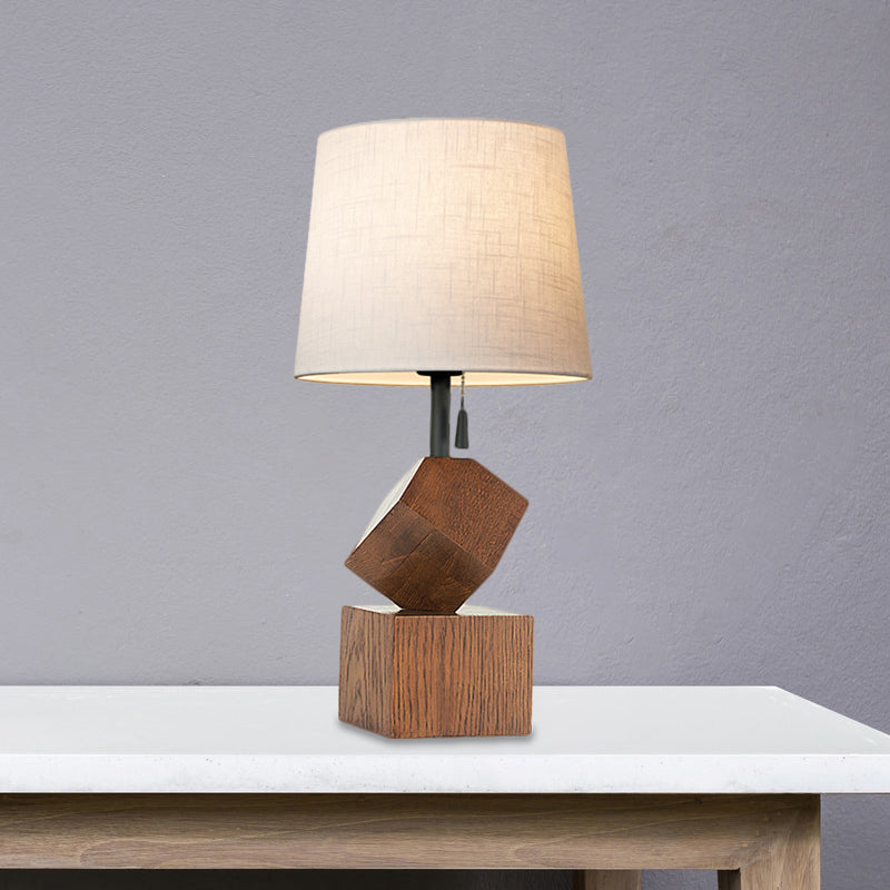 Raelynn - Beige/Brown Barrel Nightstand Lamp