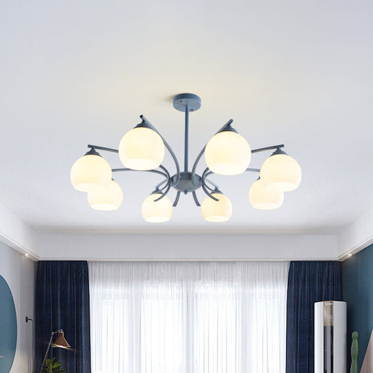 Grace - Opal Sphere Shade Living Room Chandelier Glass 6/8 Lights Macaron Stylish