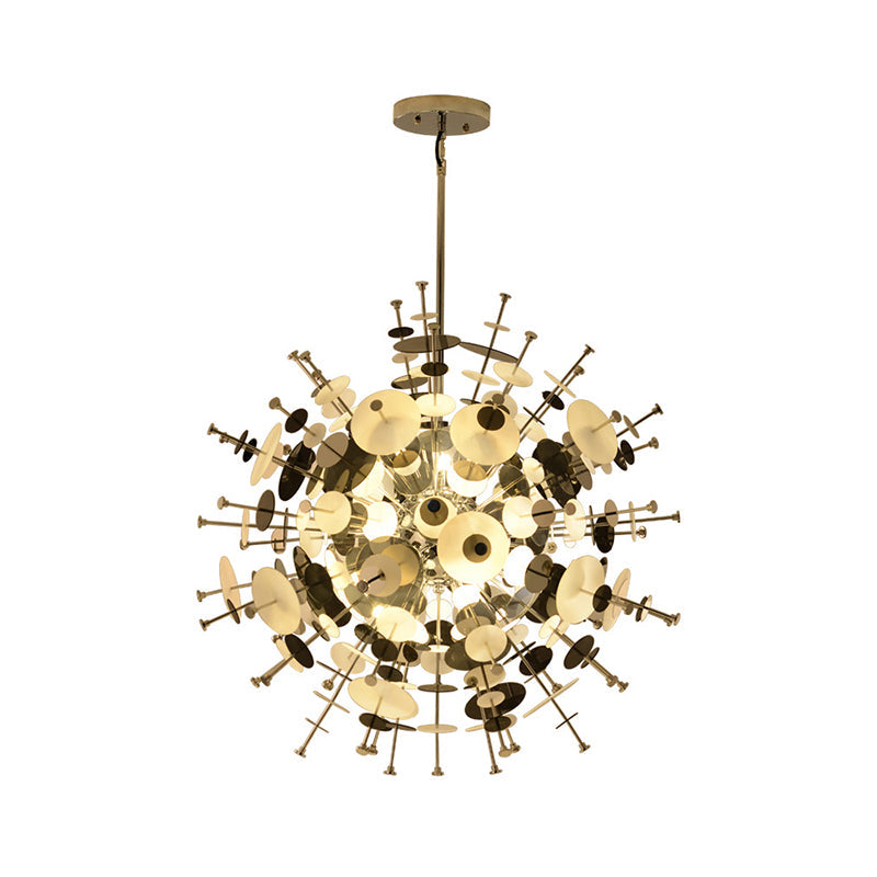 Valã©Rie - Modern Multi Head Sphere Chandelier Style Metal Hanging Light In Black/Gold With Small