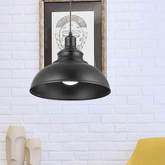 Vintage Style Metallic Black Hanging Light Dome Pendant Lamp