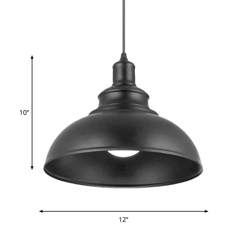 Vintage Style Metallic Black Hanging Light Dome Pendant Lamp