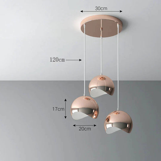 Nordic Chandelier Creative Modern Light Luxury Restaurant Simple Single Head Three Silver Rose Gold