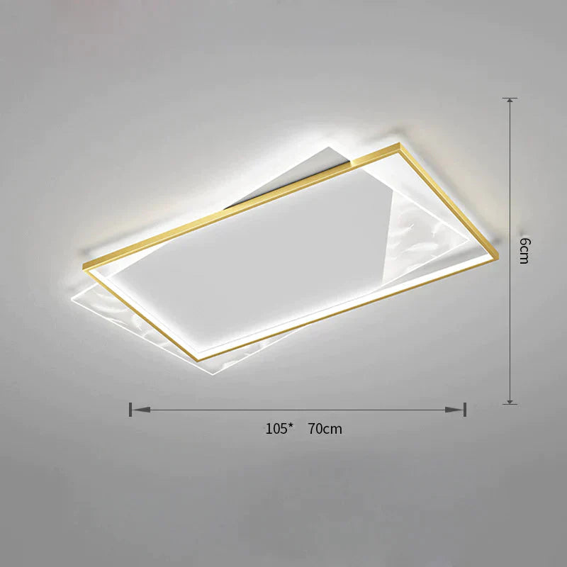 Living Room Lamp Led Light Luxury Modern Creative Feather Ceiling Rectangular Hall Gold / L 105Cm