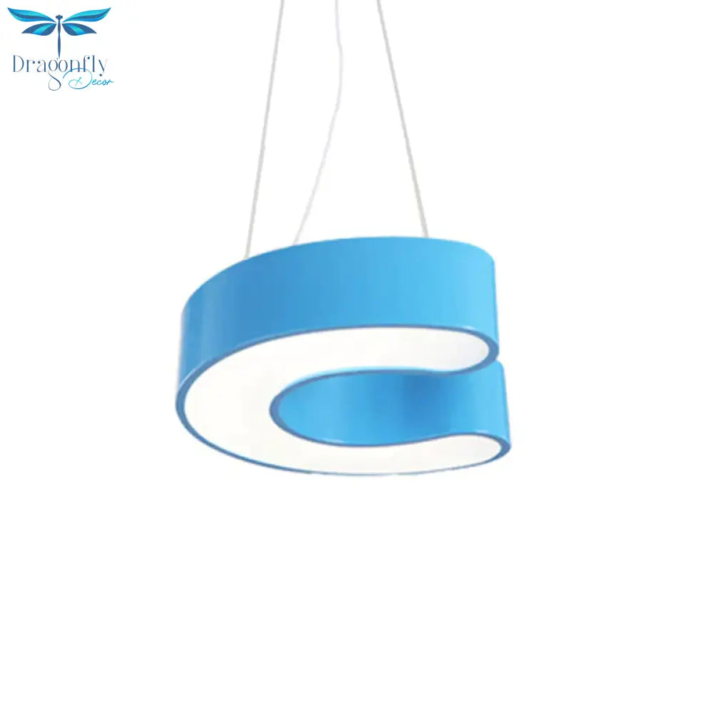 18’/23.5’ Wide Alphabet Flush Mount Lighting Kids Metal Red/Blue/Green Led Ceiling Light