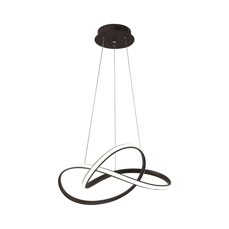 Contemporary Led Chandelier Black/White Ceiling Lamp With Metallic Shade In Warm/White Light Black