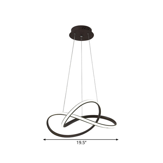 Contemporary Led Chandelier Black/White Ceiling Lamp With Metallic Shade In Warm/White Light