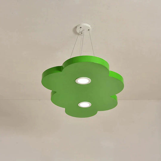 Orange/Blue/Green Cloud Hanging Lamp Cartoon Style Led Metal Pendant Chandelier In Warm/White Light